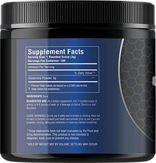 STS L-Glutamine 300 Grams 100% Pure, Amino Acid, Muscle Recovery and Gut Health - 60 Servings