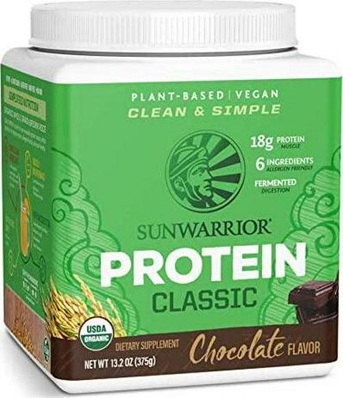SUNWARRIOR Organic Classic Chocolate Protein, 375 GR