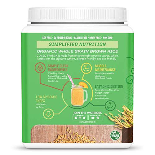 SUNWARRIOR Organic Classic Chocolate Protein, 375 GR