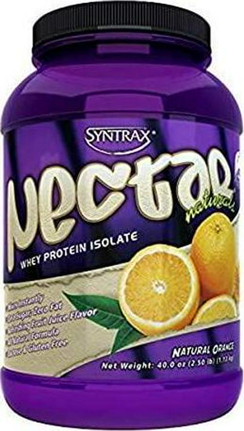 SYNTRAX Nectar Naturals, Native Grass-Fed Whey Protein Isolate, Refreshing Fruit-Juice Flavor, RBST-Free, All-Natural Formula, Mixes Instantly, Lactose and Gluten Free, Natural Orange, 2.0 Pounds, (SNNOR)