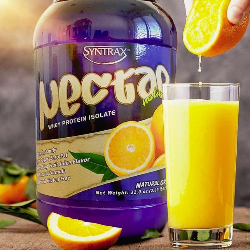 SYNTRAX Nectar Naturals, Native Grass-Fed Whey Protein Isolate, Refreshing Fruit-Juice Flavor, RBST-Free, All-Natural Formula, Mixes Instantly, Lactose and Gluten Free, Natural Orange, 2.0 Pounds, (SNNOR)