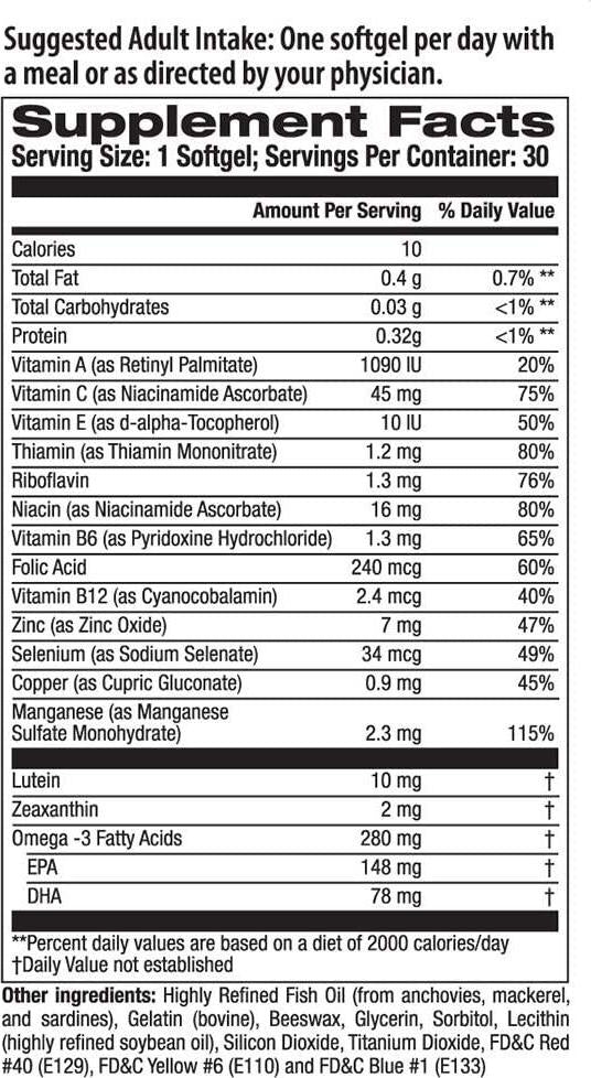 SYSTANE ICAPS Eye Vitamin and Mineral Supplement, Vision Health Formula, 30 Softgels