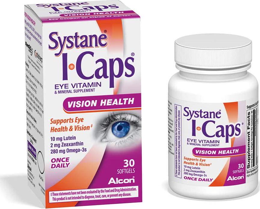 SYSTANE ICAPS Eye Vitamin and Mineral Supplement, Vision Health Formula, 30 Softgels