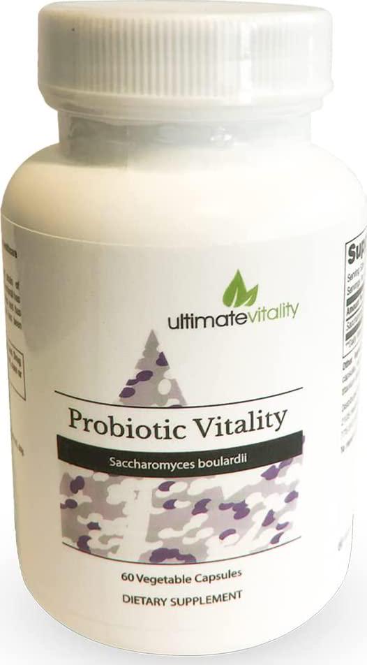 Saccharomyces Boulardii - Probiotic Supplement for Digestive Health, DNA Verified of Saccharomyces boulardii, Lactose Free, Dairy Free Acid Resistant, Shelf-Stable, Hypoallergenic (60 Capsules)