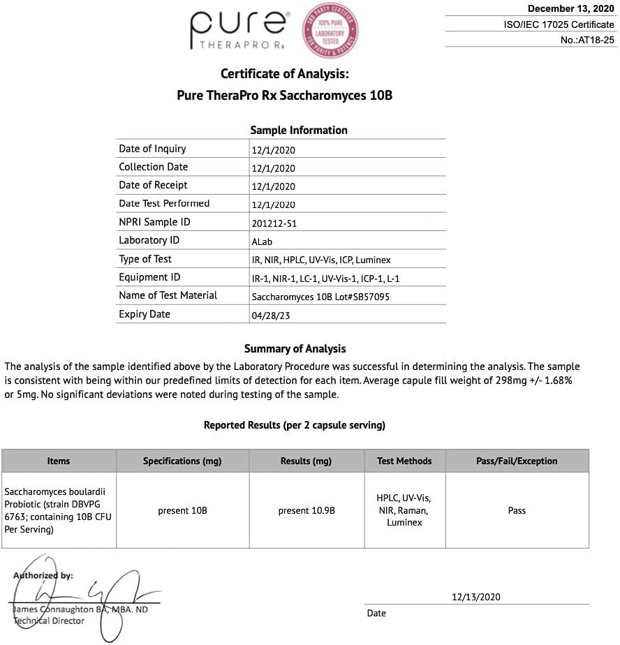 Saccharomyces Boulardii (10 Billion CFU Per Serving) - 120 “Acid Resistant” VCaps | Patented and Clinically Studied Strain | Antibiotic Resistant -Lactose Free | Pharmaceutical Grade | Zero Fillers