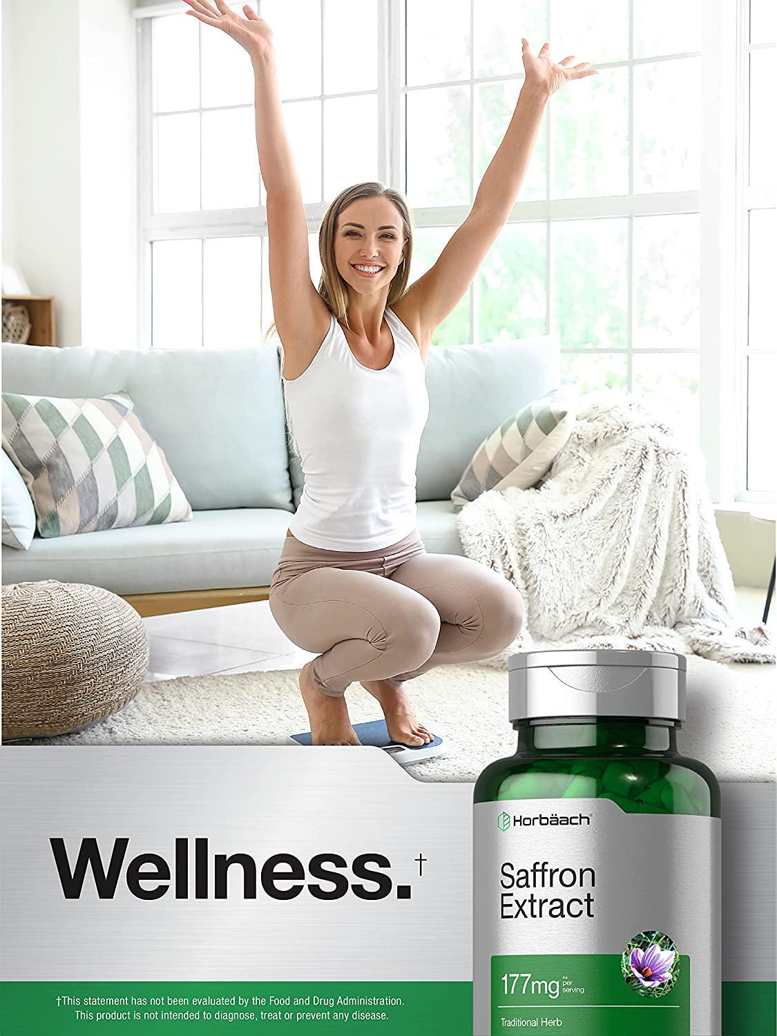 Saffron Extract Capsules | 177 mg 200 Count | Non-GMO, Gluten Free Supplement | by Horbaach