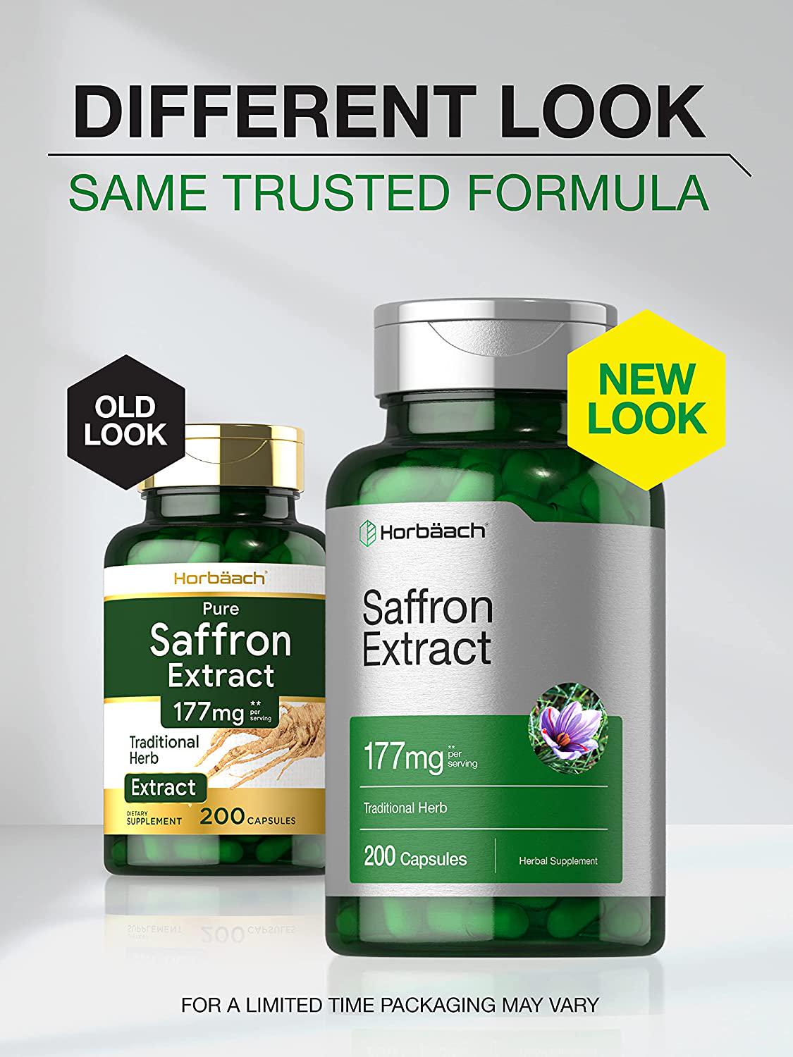 Saffron Extract Capsules | 177 mg 200 Count | Non-GMO, Gluten Free Supplement | by Horbaach