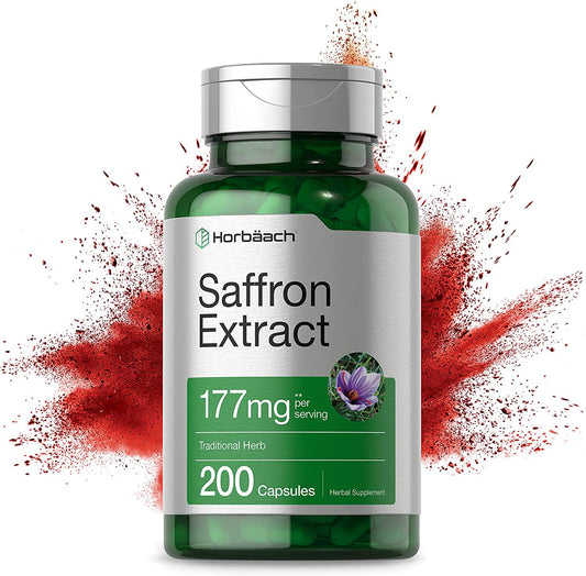 Saffron Extract Capsules | 177 mg 200 Count | Non-GMO, Gluten Free Supplement | by Horbaach