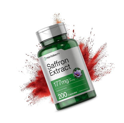 Saffron Extract Capsules | 177 mg 200 Count | Non-GMO, Gluten Free Supplement | by Horbaach