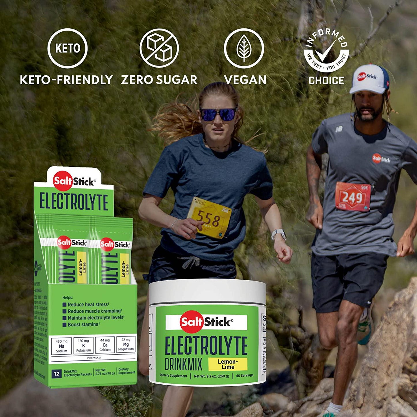 SaltStick DrinkMix, Electrolyte Replacement Drink Mix Powder for Rehydration, Exercise, Hiking and Sports Recovery, Tub of 40 Servings, Lemon-Lime