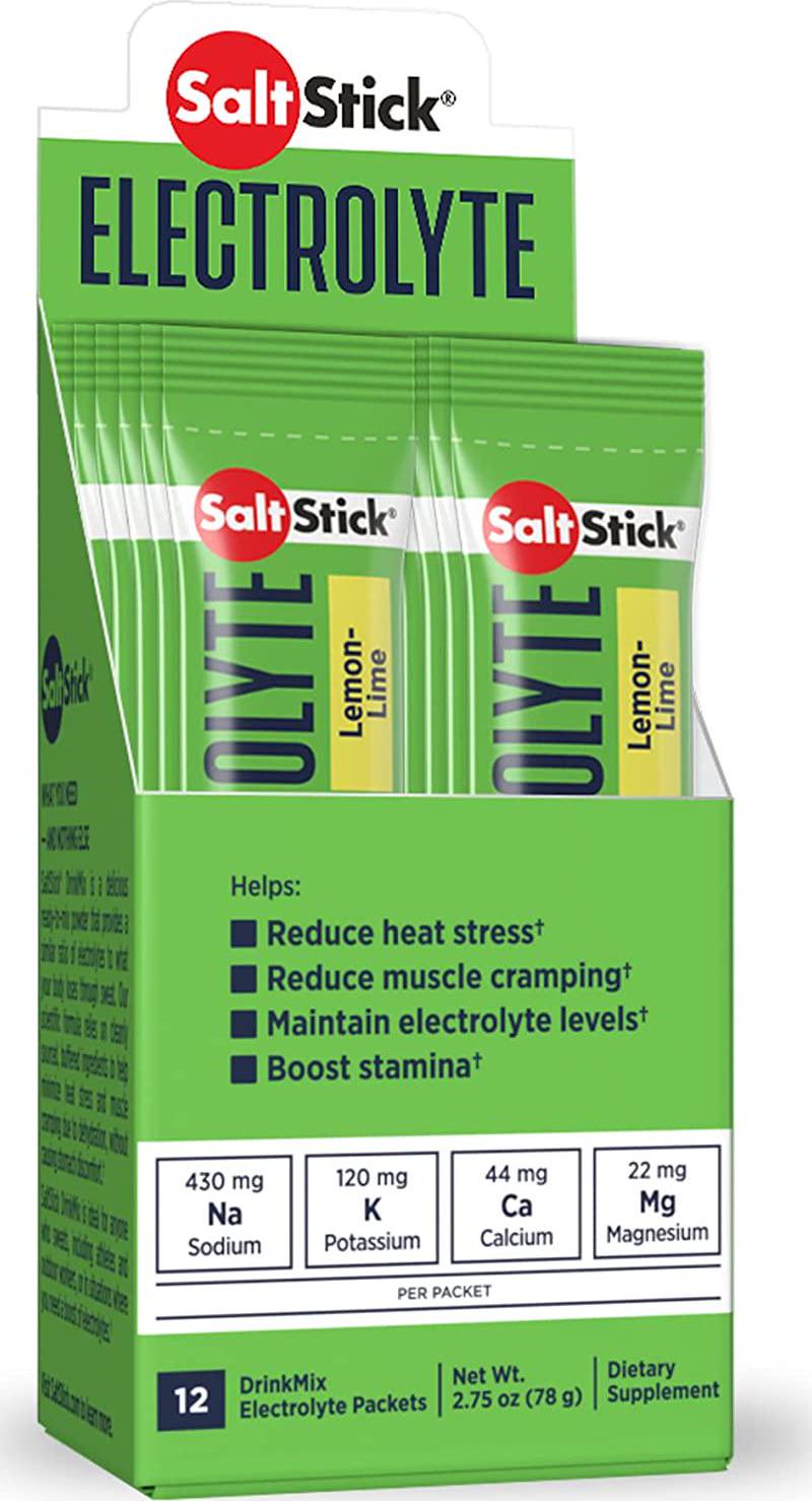 SaltStick DrinkMix, Electrolyte Replacement Drink Mix Powder for Rehydration, Exercise, Hiking and Sports Recovery, 12-ct Carton of Single Serving Packets, Lemon-Lime