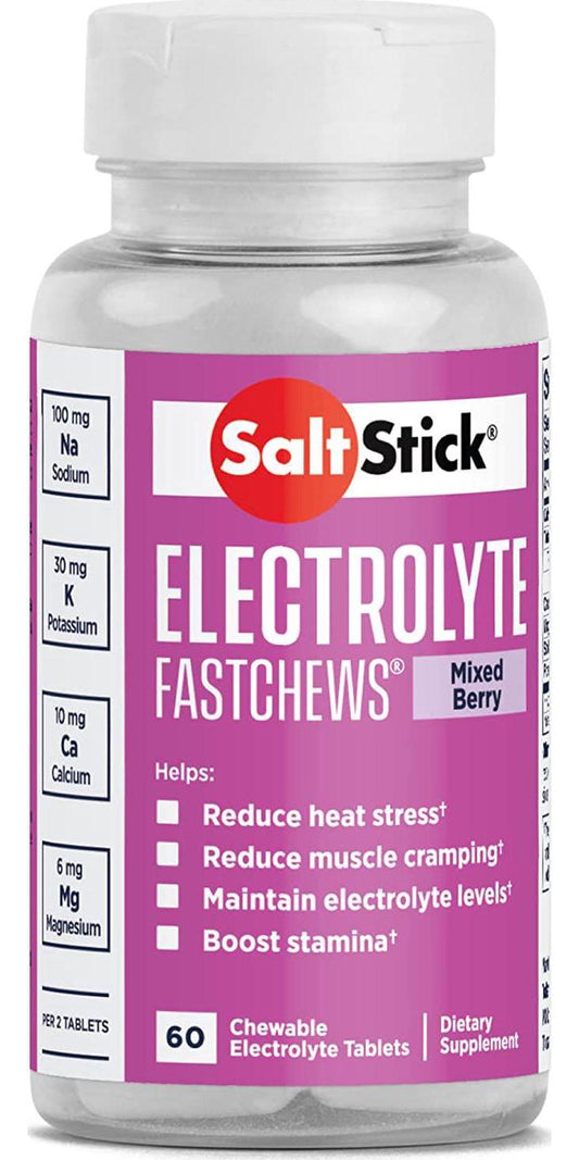 SaltStick FastChews, Electrolyte Replacement Tablets for Rehydration, Exercise, Hiking and Sports Recovery, Bottle of 60 FastChews Tablets, Mixed Berry