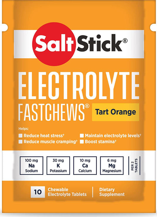 SaltStick FastChews, Electrolyte Replacement Tablets for Rehydration, Exercise, Hiking and Sports Recovery, 12 Packets of 10 FastChews Tablets, Orange