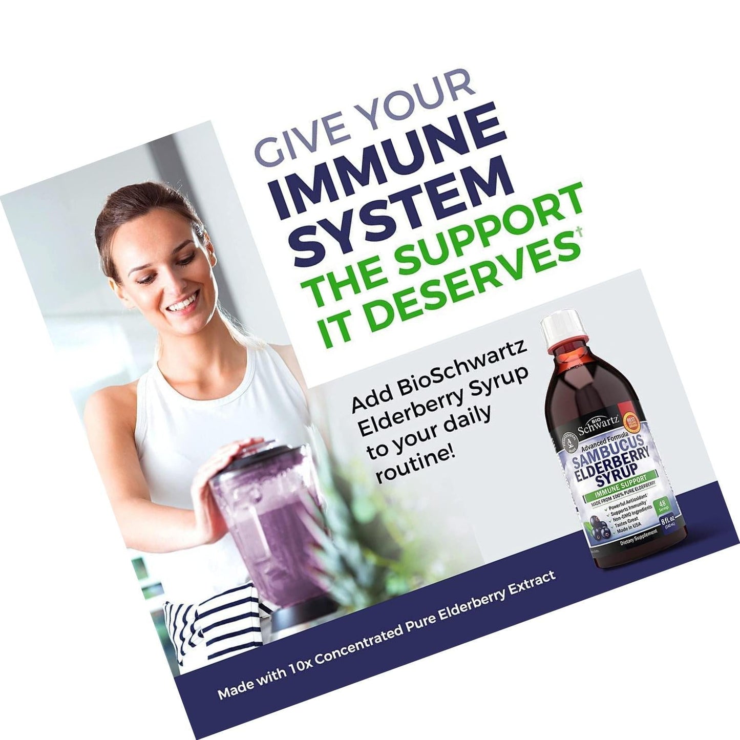 Sambucus Black Elderberry Syrup - Powerful Antioxidant for Daily Immune Support - 100% Pure Advanced Formula - Non-GMO and Vegan - Great Tasting - for Kids and Adults - 8 Ounce Bottle