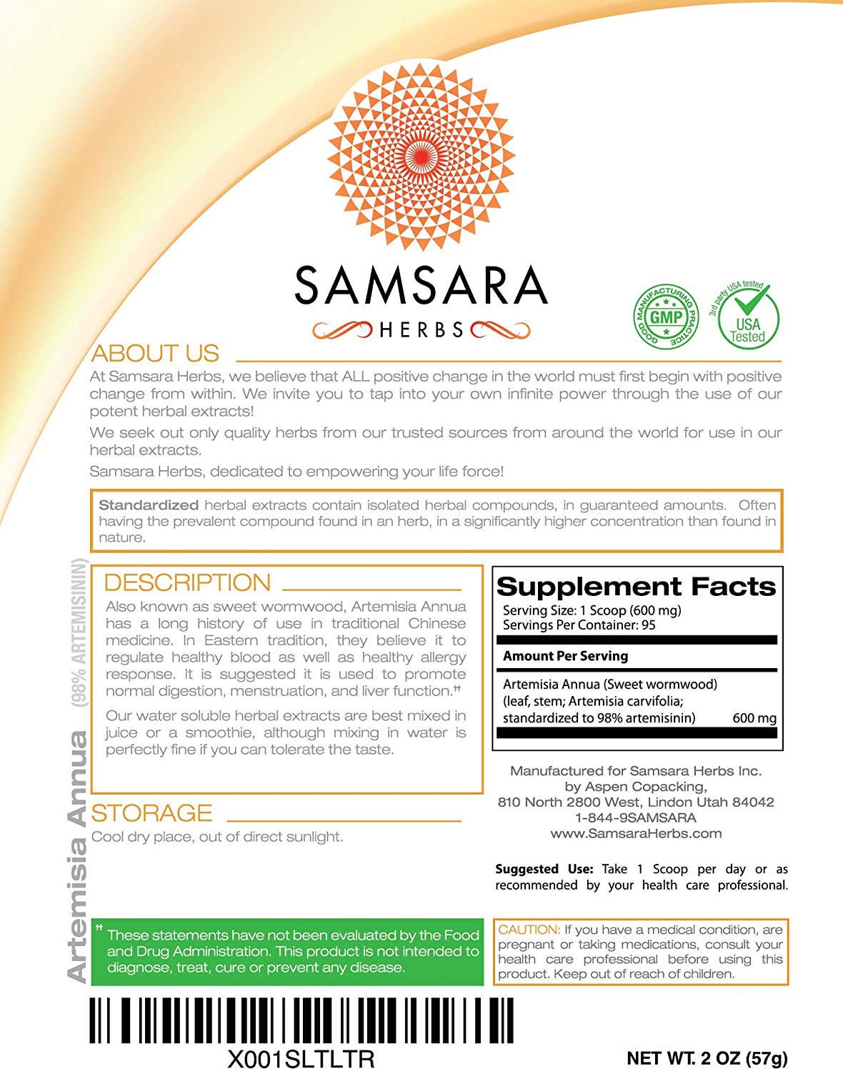 Samsara Herbs Artemisia Annua Extract (2oz) - Artemisinin Annua Sweet Wormwood Powder