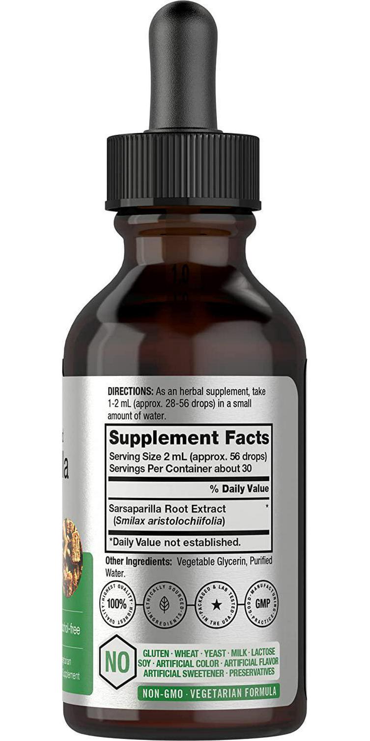 Sarsaparilla Root Liquid Extract | 2 fl oz | Alcohol Free | Vegetarian, Non-GMO and Gluten Free | by Horbaach