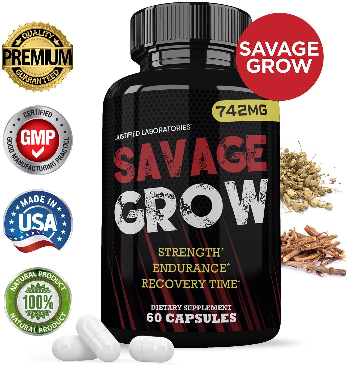 Savage Grow 742MG All Natural Advanced Men's Health Formula 60 Capsules