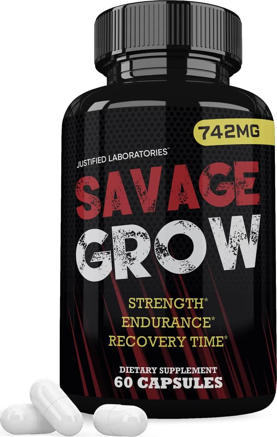 Savage Grow 742MG All Natural Advanced Men's Health Formula 60 Capsules