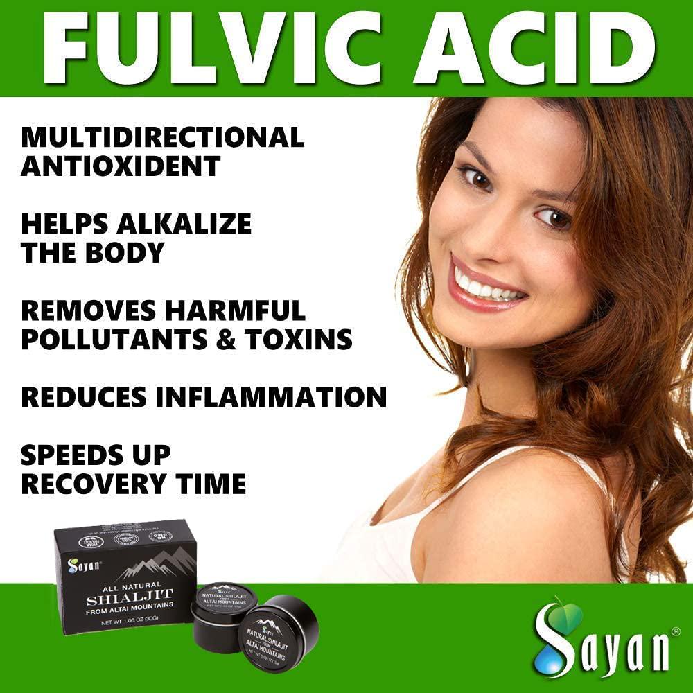 Sayan Pure Authentic Altai Shilajit Organic Fulvic Acid Supplement And Trace Minerals For Detox, Immune + Energy Support Genuine, High Efficacy Resin For Women And Men, 4 Month Supply
