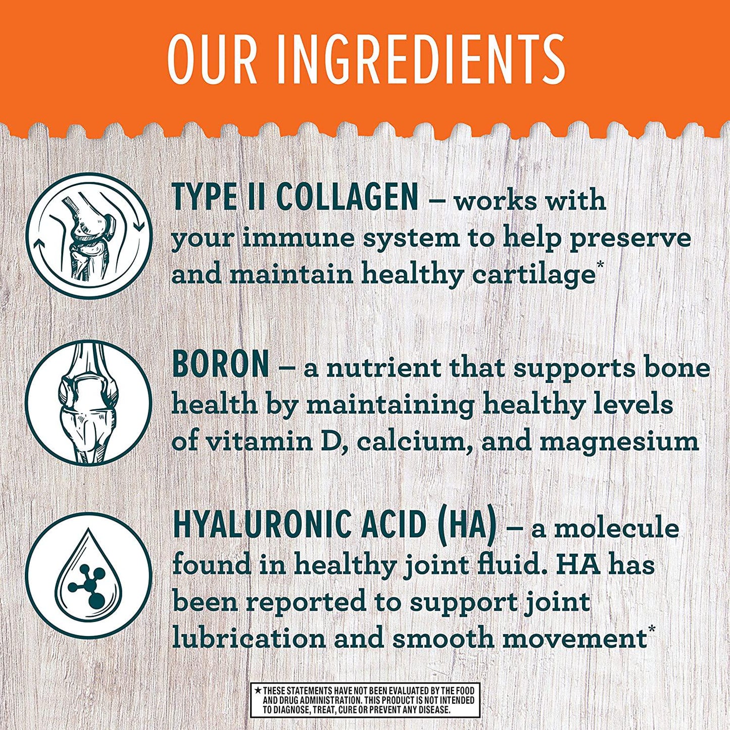 Schiff Type Ii Collagen, Hyaluronic Acid and Boron Tablets, (30Count In A Bottle), Clinically Proven, 30Count