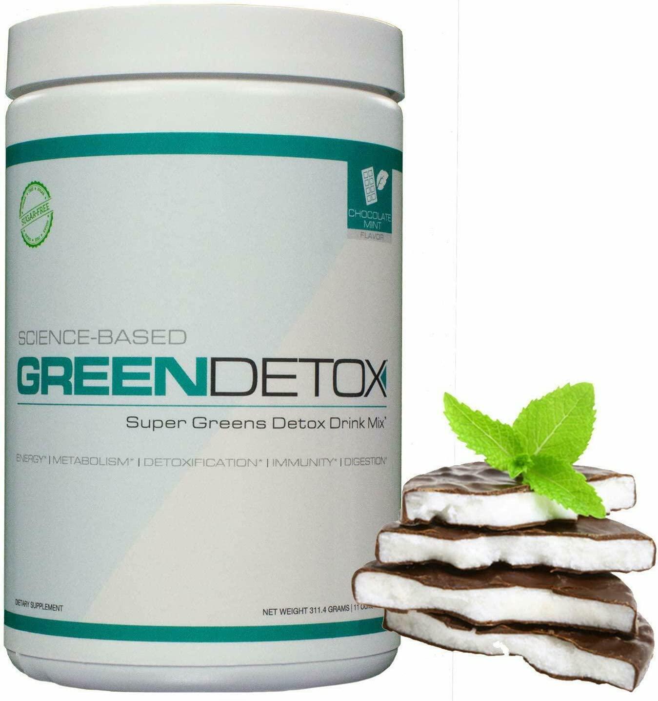 Science-Based Green Detox - Superfood Drink Mix - Sugar Free, Vegan-Friendly (Chocolate Mint)