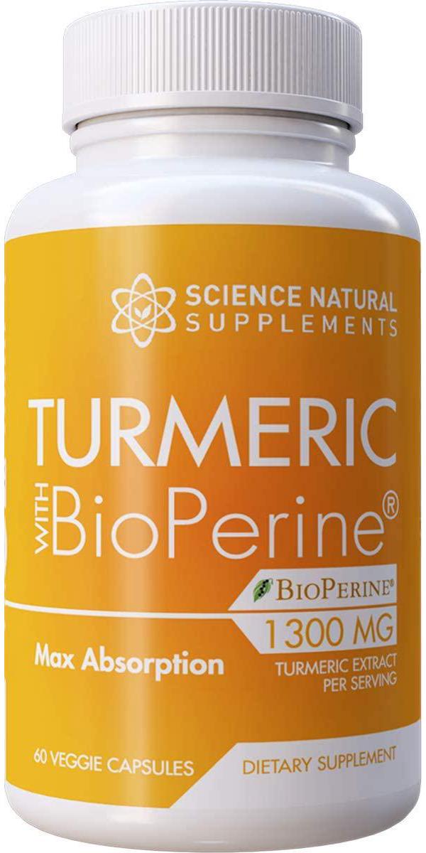 Science Natural Supplements: Turmeric Capsules with Curcumin and Bioperine Black Pepper Extract - 60 Veggie Caps - Anti Inflammatory for Joint Health with 95% Curcuminoids - Max Absorption Formula
