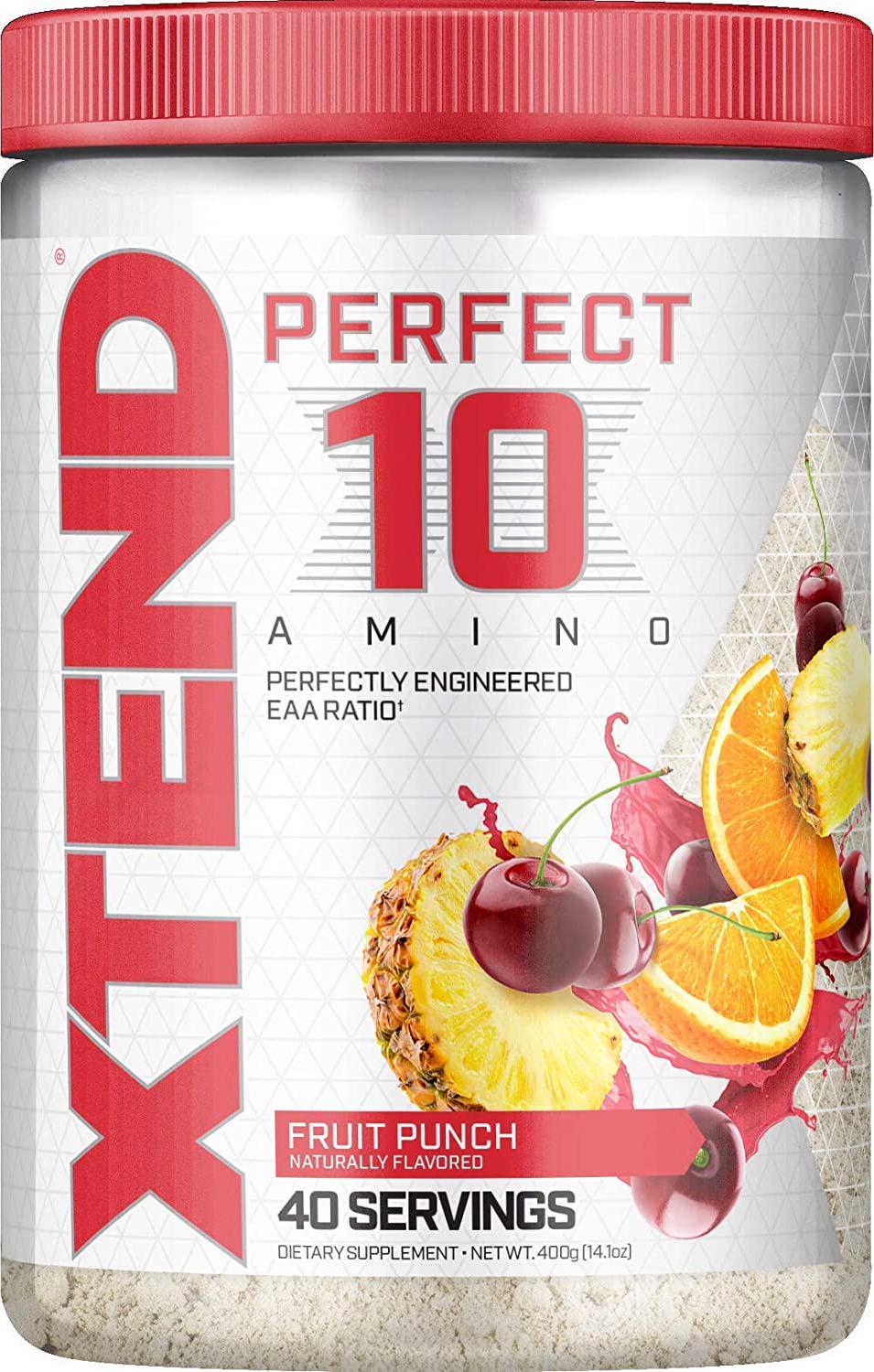 Scivation XTEND Perfect 10 Amino EAA Powder Fruit Punch | 5g Essential Amino Acids + Branched Chain Amino Acids + Electrolytes to Fuel Hydration and Recovery | 40 Servings