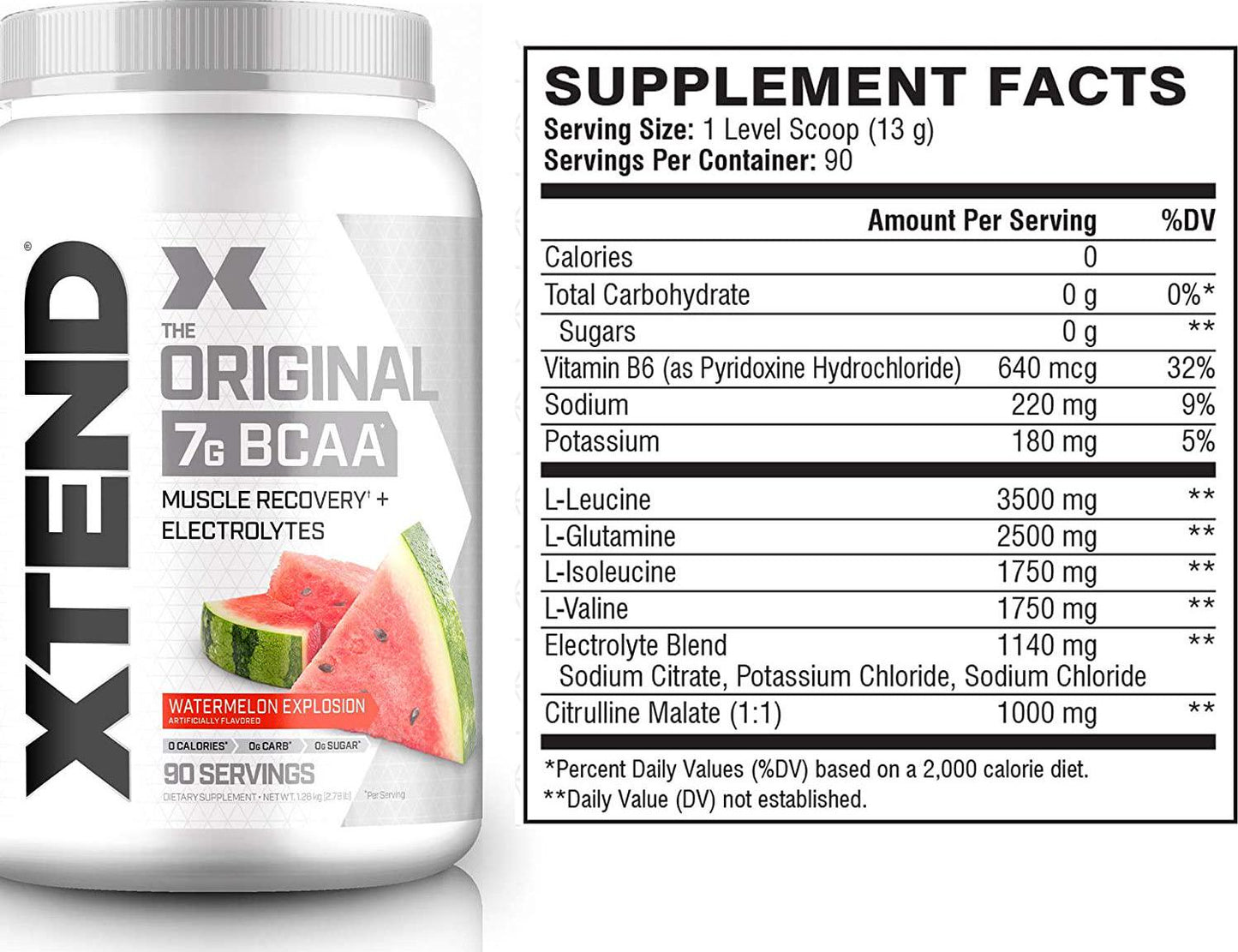 Scivation Xtend BCAA Powder, Branched Chain Amino Acids, BCAAs, Watermelon, 90 Servings