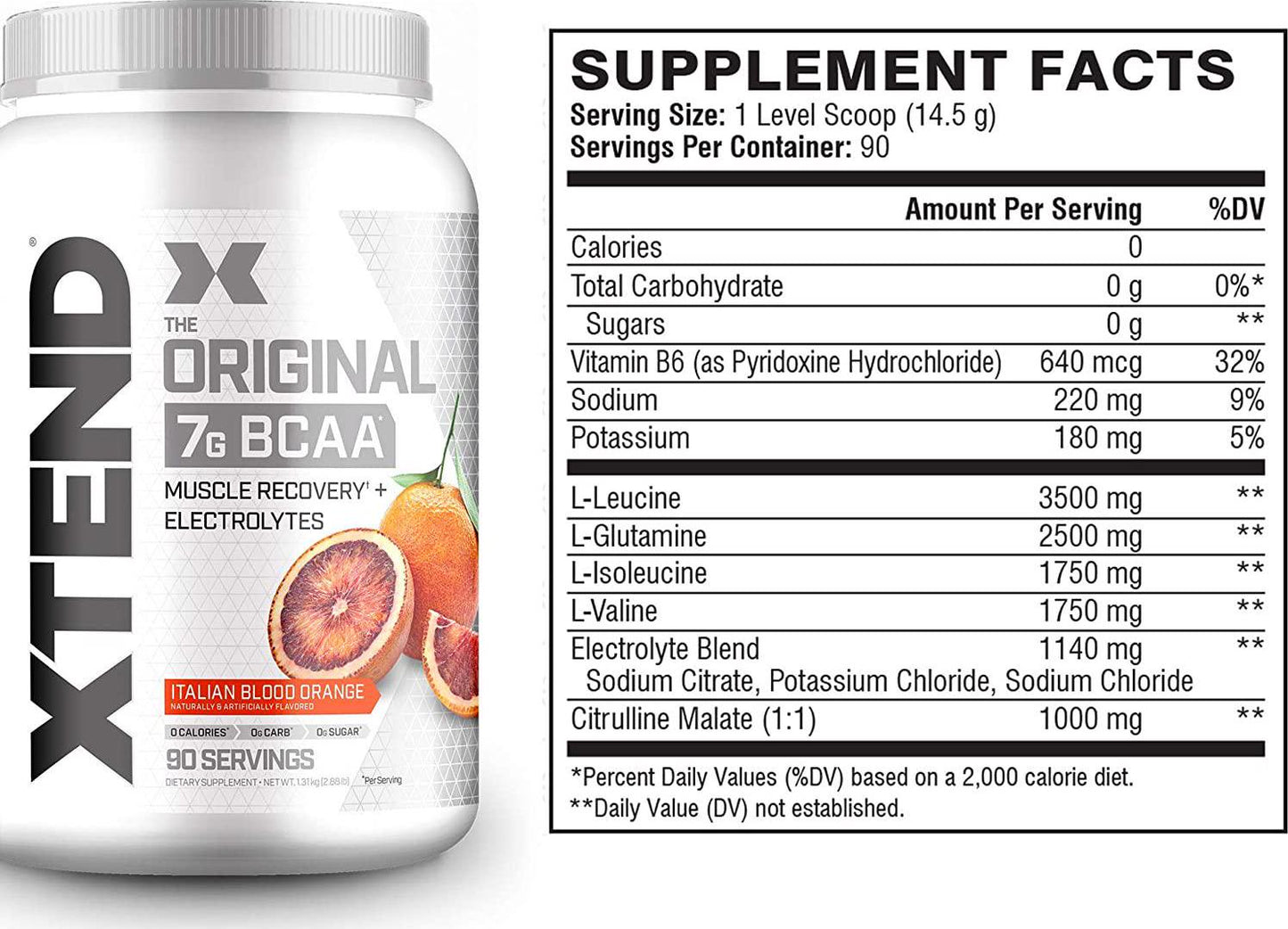Scivation Xtend BCAA Powder, Branched Chain Amino Acids, BCAAs, Blood Orange, 90 Servings