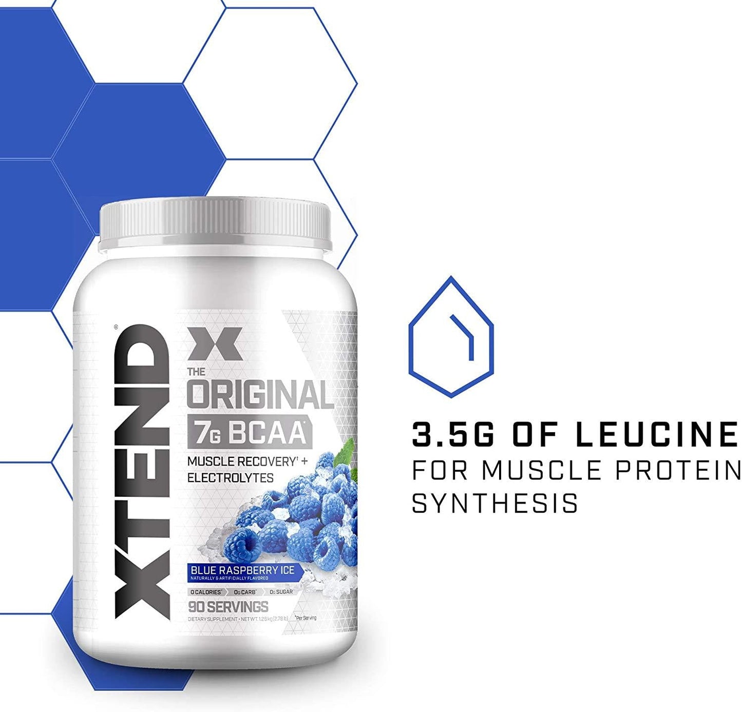 Scivation Xtend BCAA Powder, Branched Chain Amino Acids, BCAAs, Blue Raspberry, 90 Servings