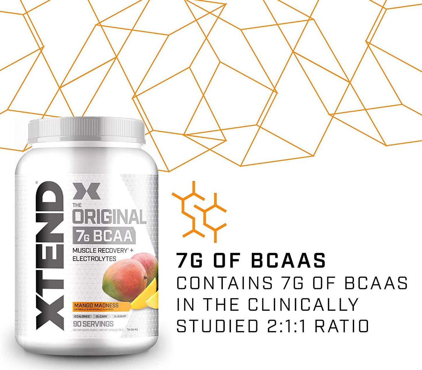 Scivation Xtend BCAA Powder, Branched Chain Amino Acids, BCAAs, Mango, 90 Servings