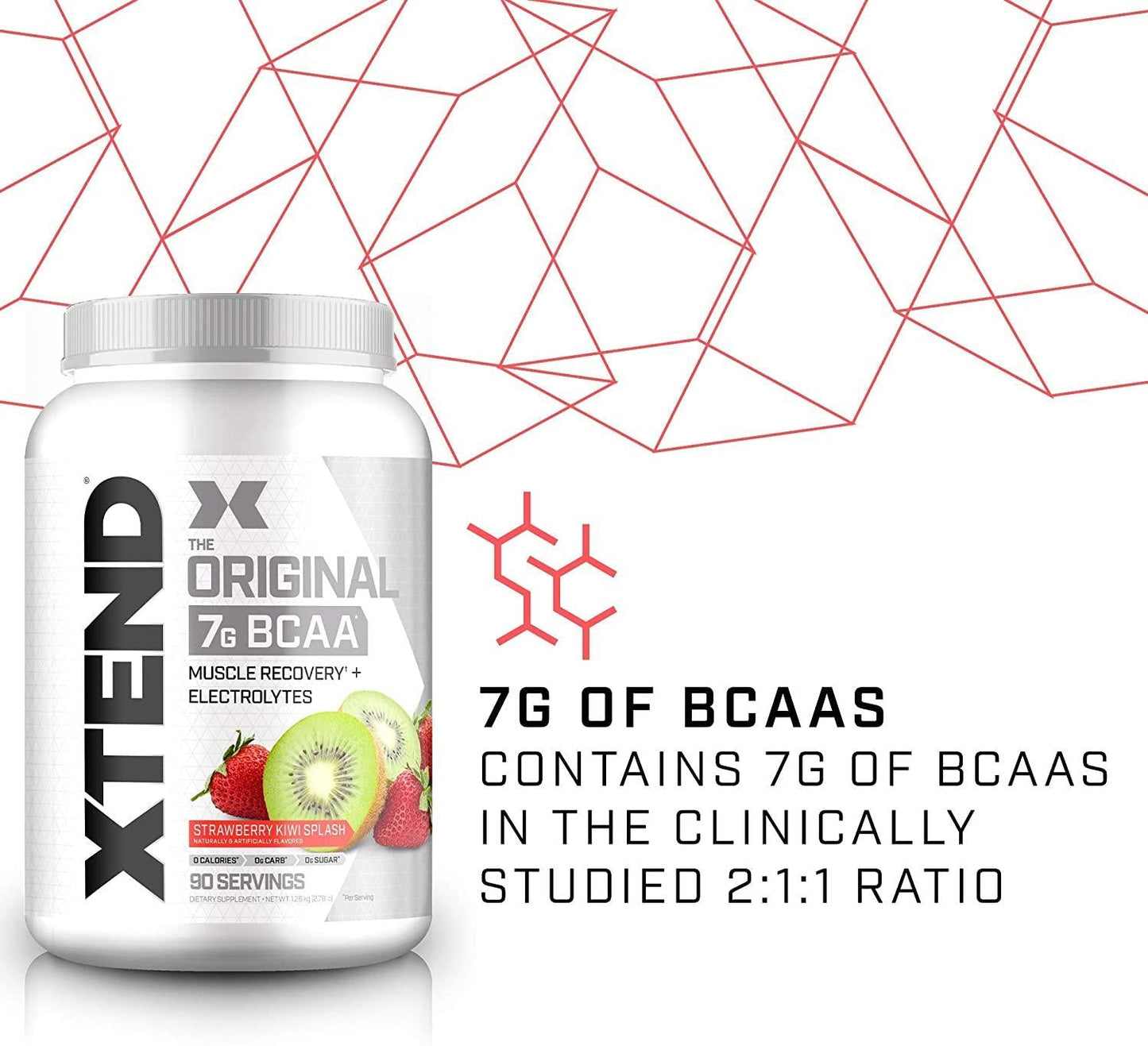 Scivation Xtend BCAA Powder, Branched Chain Amino Acids, BCAAs, Strawberry Kiwi, 90 Servings