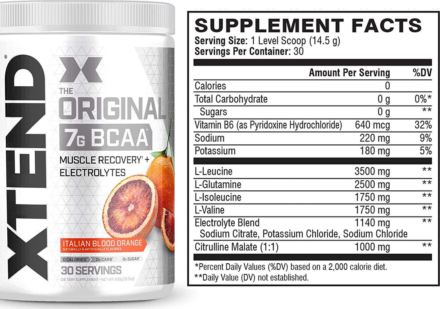 Scivation Xtend BCAA Powder, Branched Chain Amino Acids, BCAAs, Blood Orange, 30 Servings