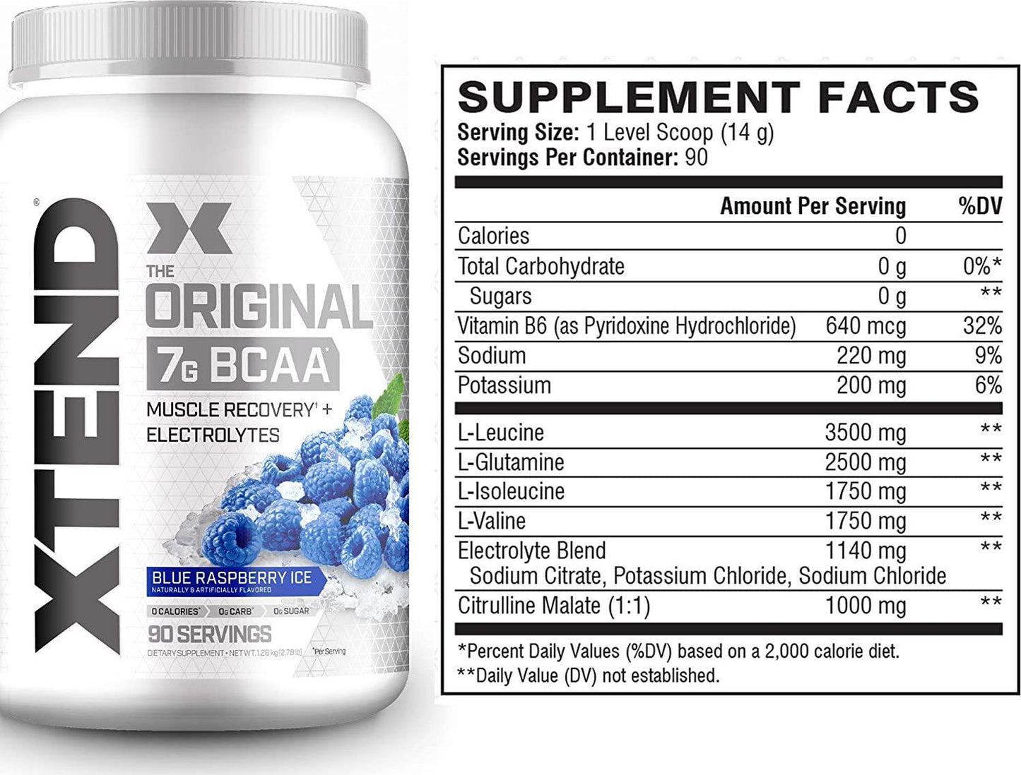 Scivation Xtend BCAA Powder, Branched Chain Amino Acids, BCAAs, Blue Raspberry, 90 Servings
