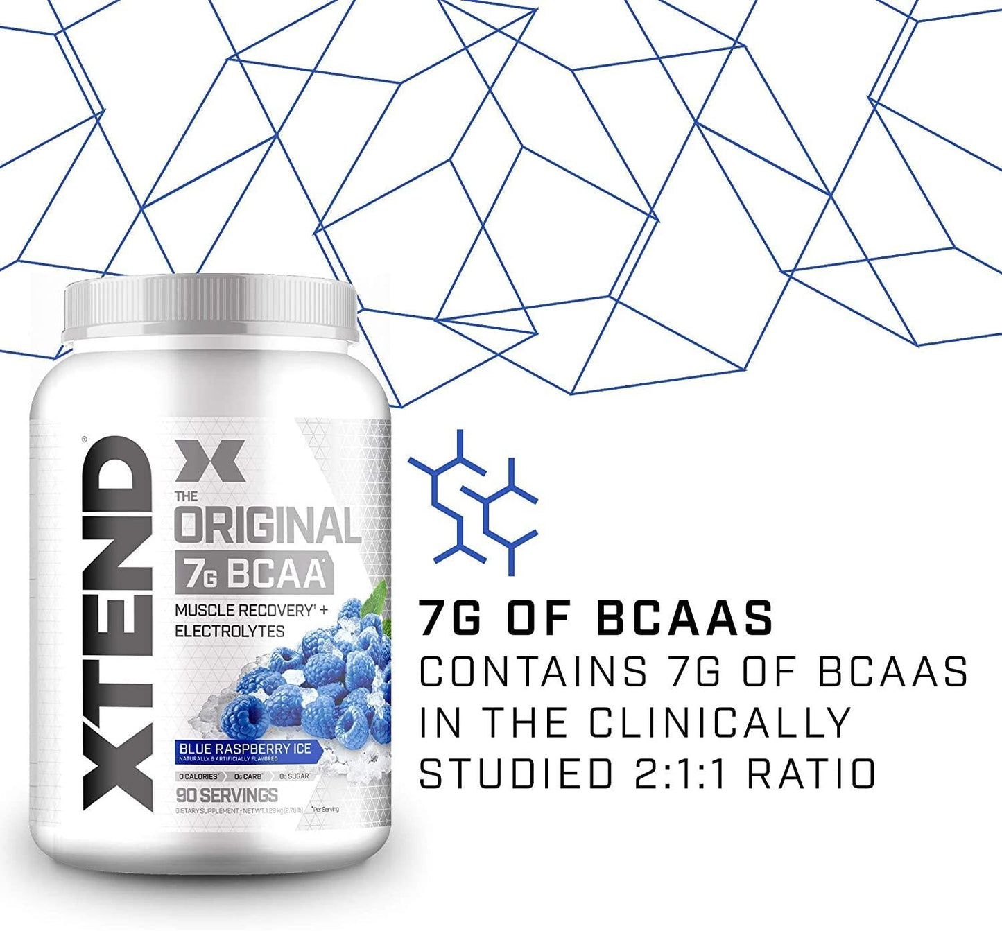 Scivation Xtend BCAA Powder, Branched Chain Amino Acids, BCAAs, Blue Raspberry, 90 Servings