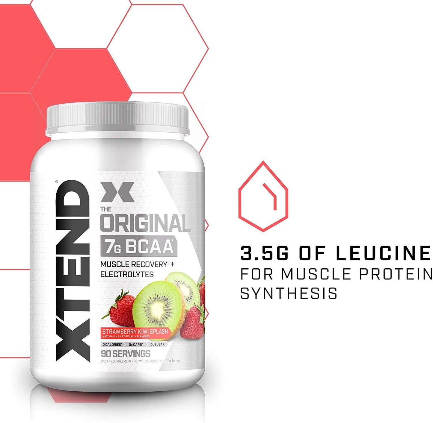 Scivation Xtend BCAA Powder, Branched Chain Amino Acids, BCAAs, Strawberry Kiwi, 90 Servings