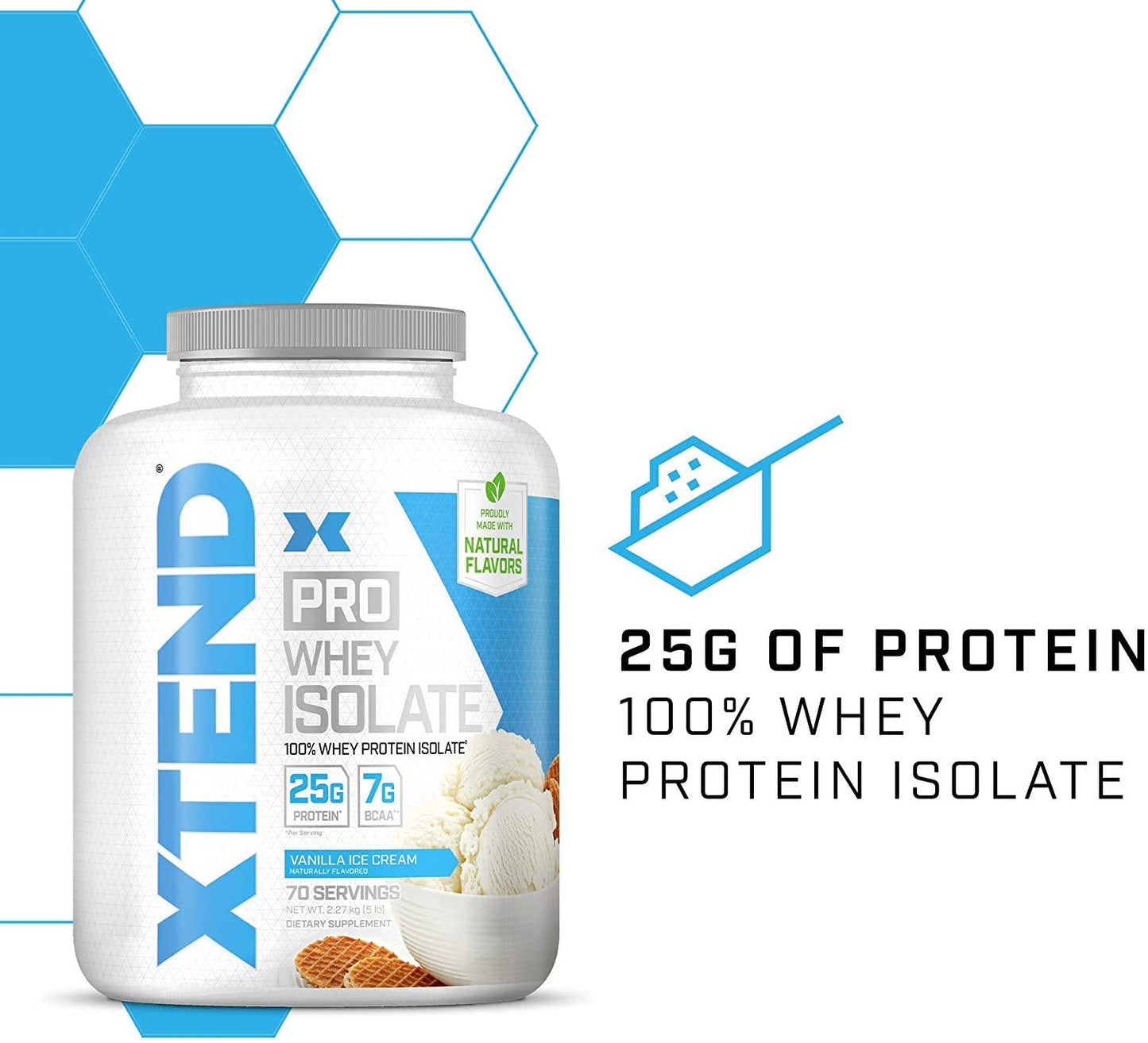 Scivation Xtend Pro, 100% Whey Protein Isolate Powder, Vanilla Ice Cream, 2.27kg