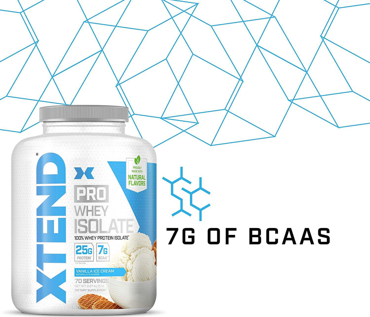 Scivation Xtend Pro, 100% Whey Protein Isolate Powder, Vanilla Ice Cream, 2.27kg