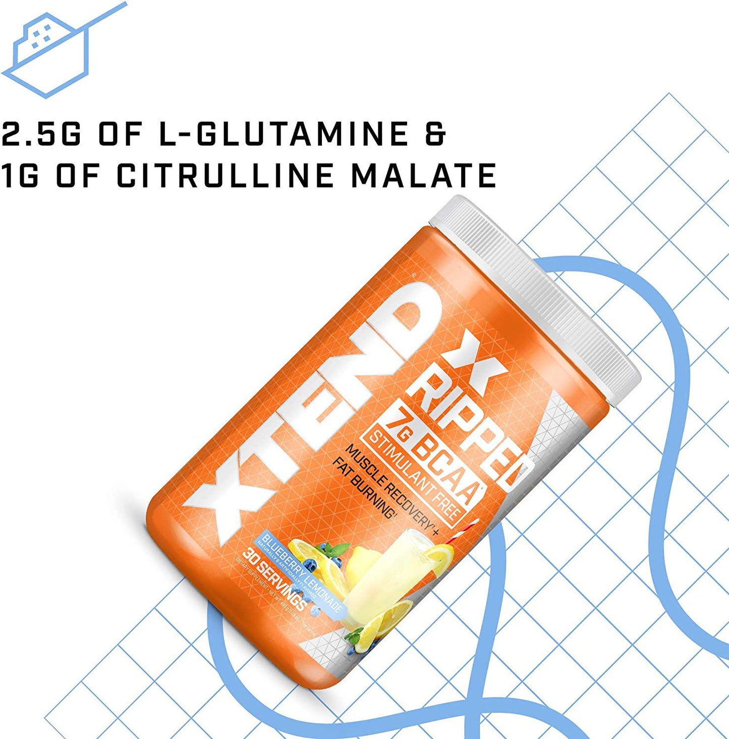 Scivation Xtend Ripped BCAA Powder, Branched Chain Amino Acids, BCAAs, Blueberry Lemonade, 30 Servings