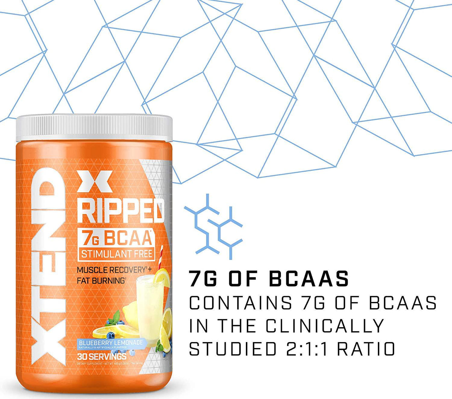 Scivation Xtend Ripped BCAA Powder, Branched Chain Amino Acids, BCAAs, Blueberry Lemonade, 30 Servings