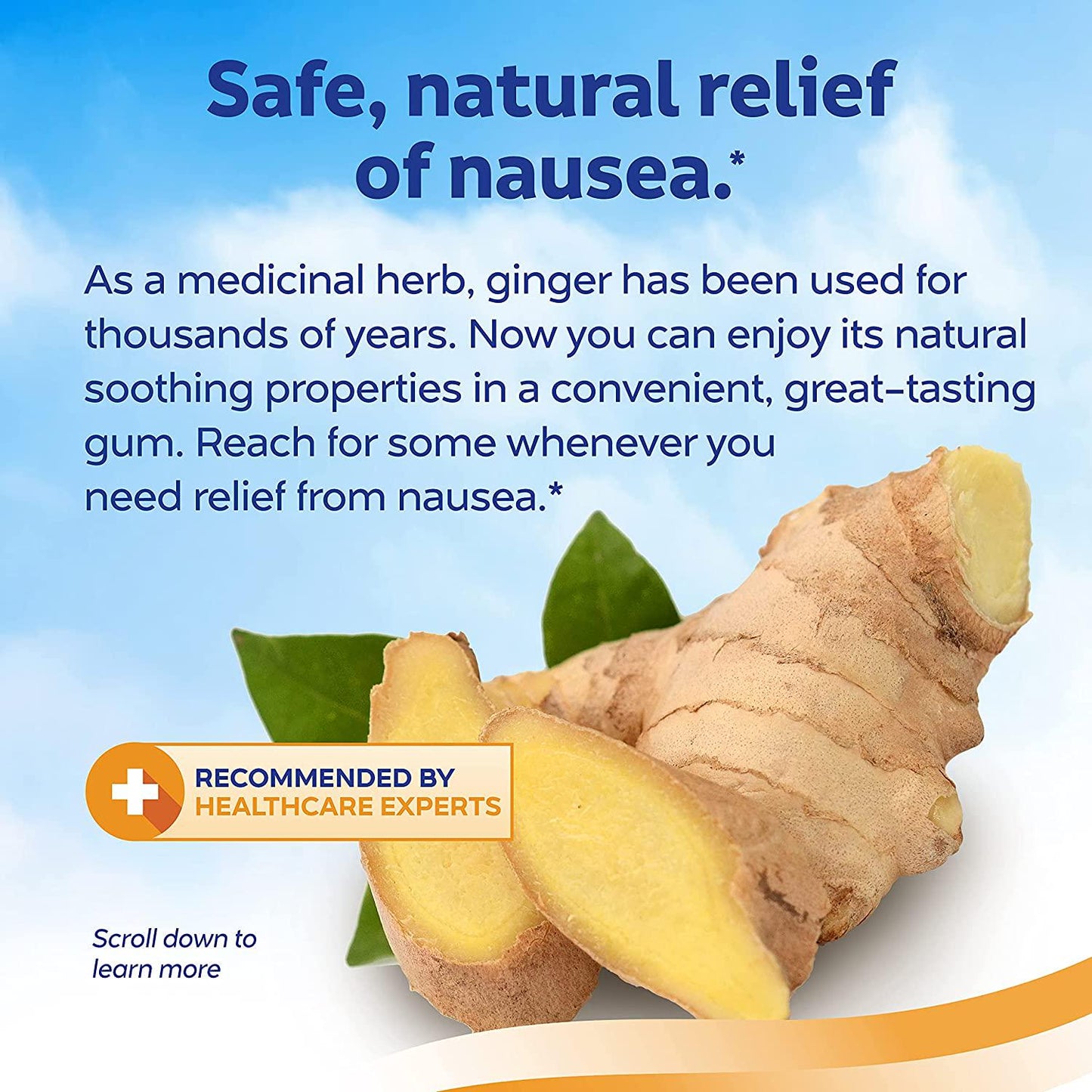 Sea-Band Anti-Nausea Ginger Gum For Motion and Morning Sickness, 24 Pieces