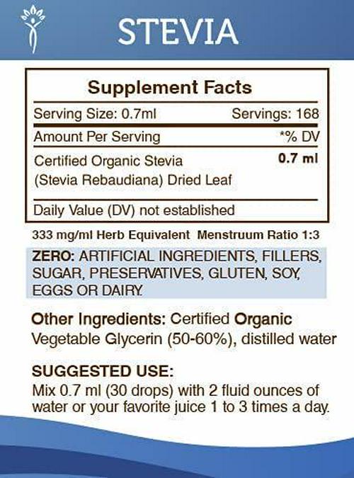 Secrets Of The Tribe Stevia Alcohol-Free Tincture (Glycerite) 653 mg Organic Stevia (Stevia Rebaudiana) Dried Leaf (4 Fl Oz) Blood Sugar Supplement