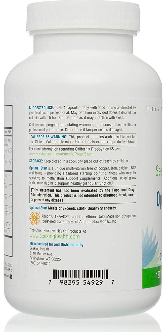 Seeking Health | Optimal Start | Daily Multivitamin Without B12, Iron, Calcium or Folate | Adaptogenic Herbs