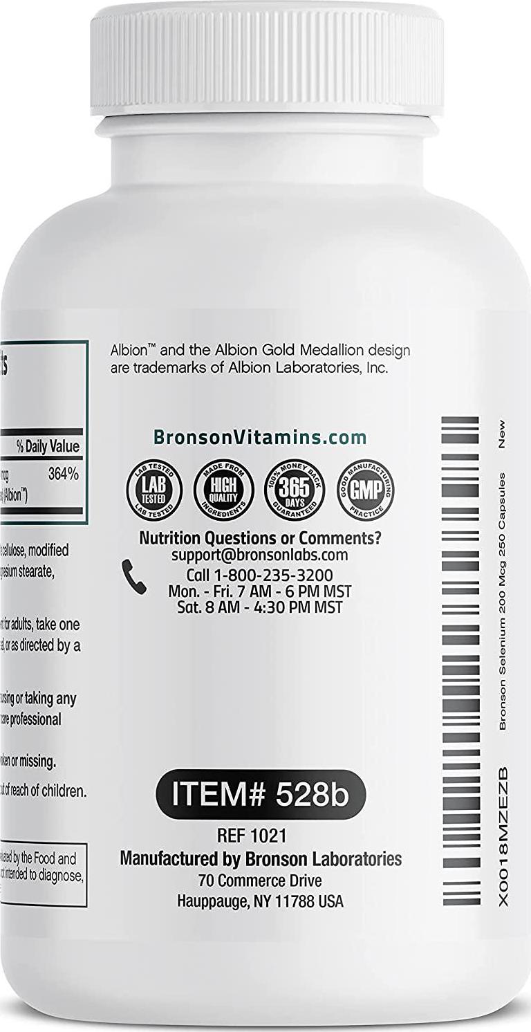 Selenium 200 Mcg for Thyroid, Prostate and Heart Health - Selenium Amino Acid Complex - Essential Trace Mineral with Superior Absorption, Non GMO, Gluten Free, Soy Free, 250 Capsules