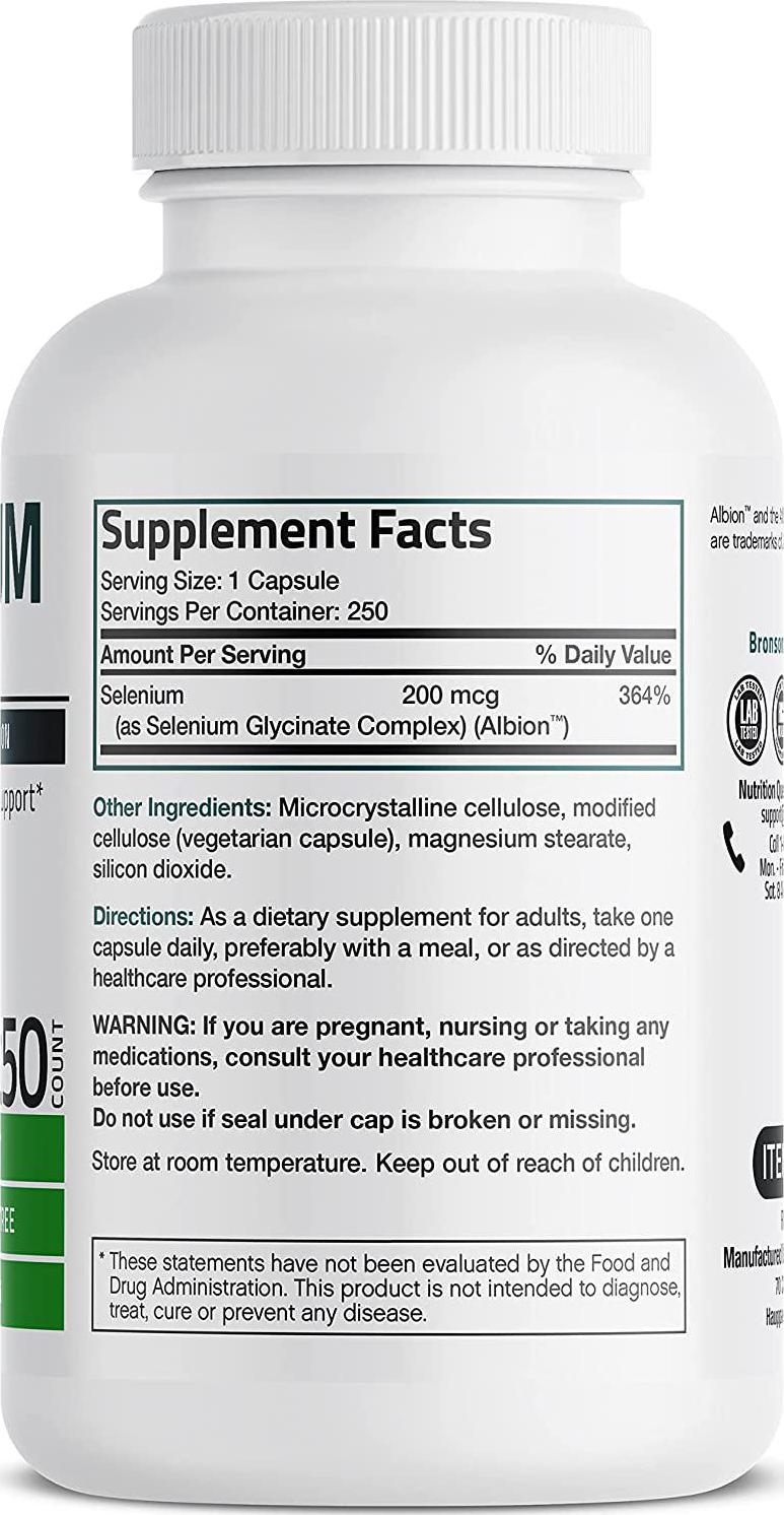 Selenium 200 Mcg for Thyroid, Prostate and Heart Health - Selenium Amino Acid Complex - Essential Trace Mineral with Superior Absorption, Non GMO, Gluten Free, Soy Free, 250 Capsules