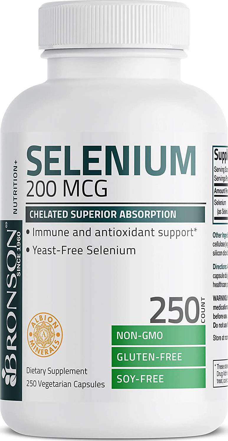Selenium 200 Mcg for Thyroid, Prostate and Heart Health - Selenium Amino Acid Complex - Essential Trace Mineral with Superior Absorption, Non GMO, Gluten Free, Soy Free, 250 Capsules