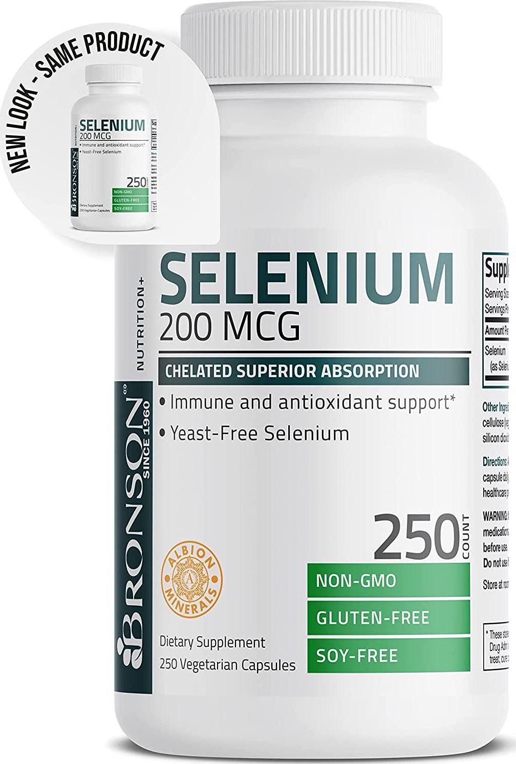 Selenium 200 Mcg for Thyroid, Prostate and Heart Health - Selenium Amino Acid Complex - Essential Trace Mineral with Superior Absorption, Non GMO, Gluten Free, Soy Free, 250 Capsules