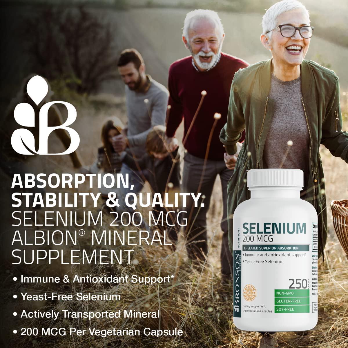 Selenium 200 Mcg for Thyroid, Prostate and Heart Health - Selenium Amino Acid Complex - Essential Trace Mineral with Superior Absorption, Non GMO, Gluten Free, Soy Free, 250 Capsules