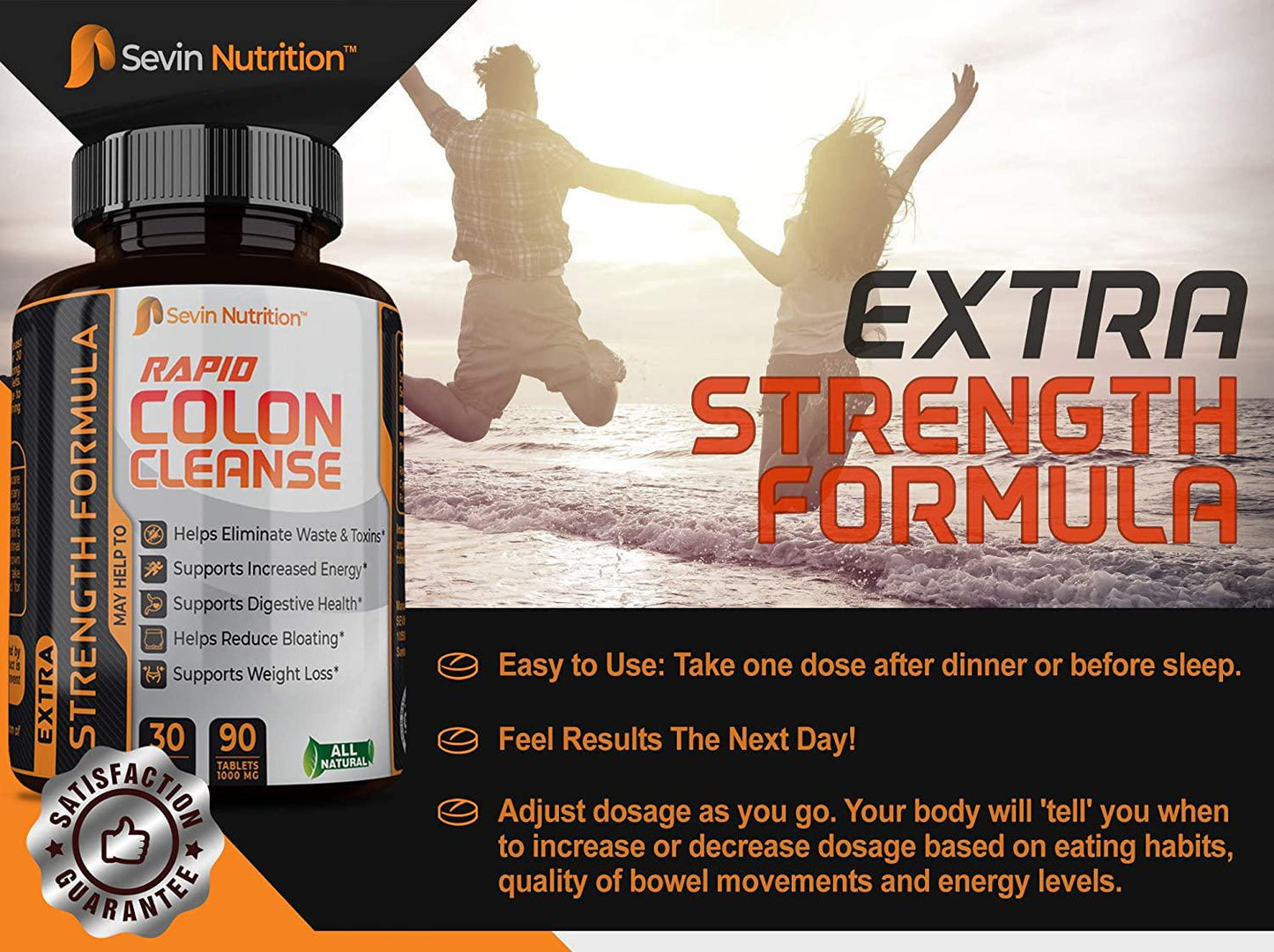 Sevin Nutrition Rapid Colon Cleanse - Colon Cleanse Detox for Men and Women for Healthy Digestive Health, Weight Loss. 30 Day Supply