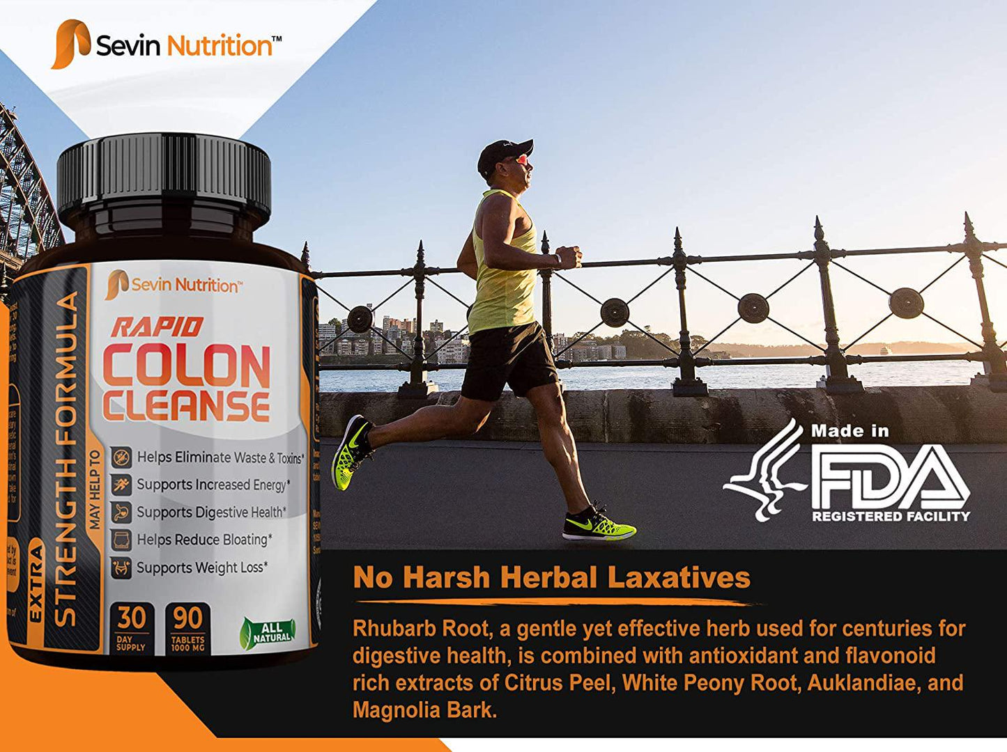 Sevin Nutrition Rapid Colon Cleanse - Colon Cleanse Detox for Men and Women for Healthy Digestive Health, Weight Loss. 30 Day Supply